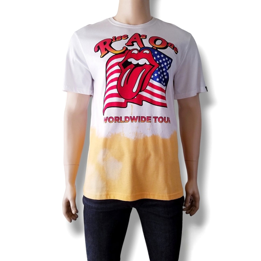Rise As 1ne Ombre Acid Wash Worldwide Tour Toungue Graphic Print T-Shirt